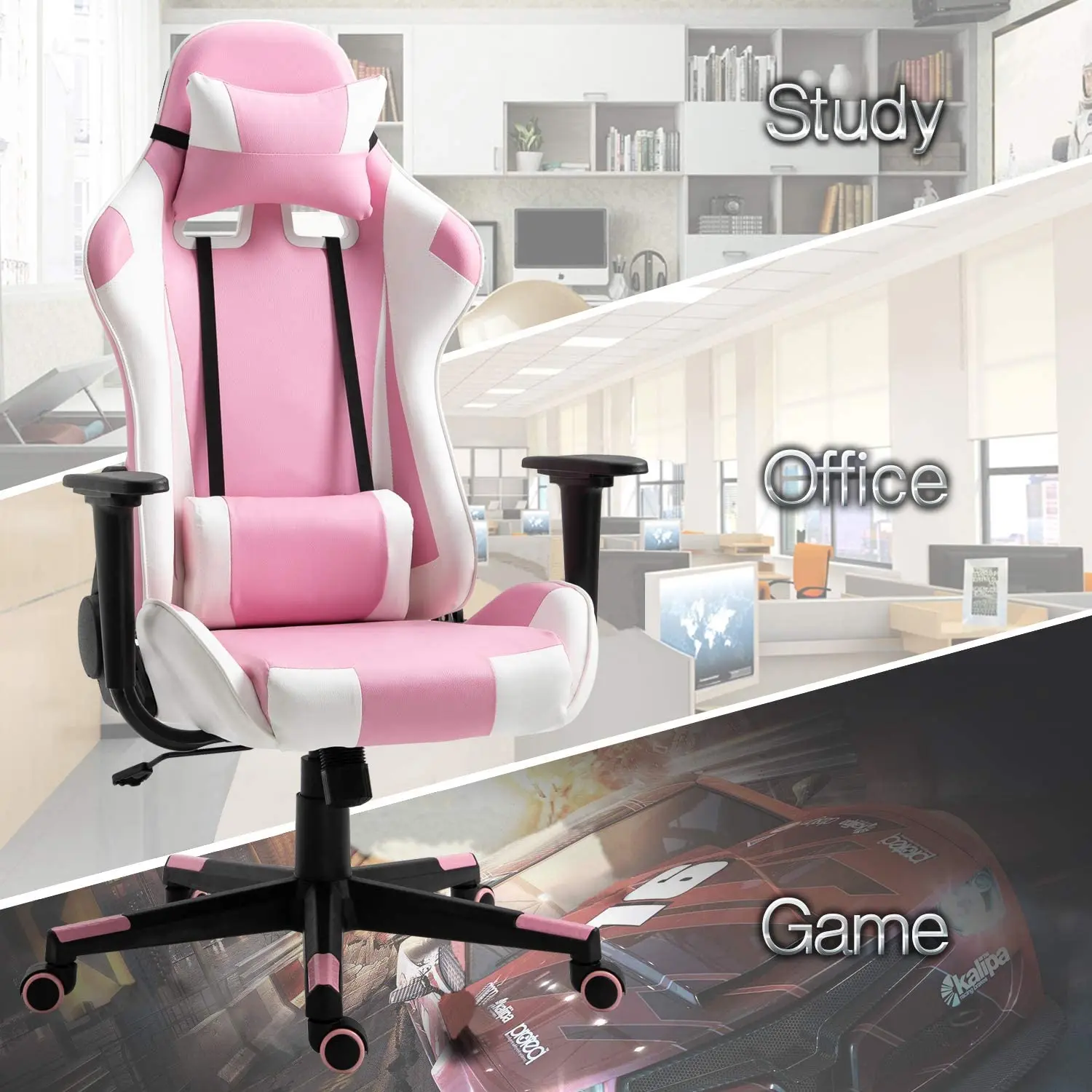 Best Price Cute Pink Gaming Chair Girls Reclining Computer Chair Home Furniture Height Adjustable Swivel Gaming Chair For Girl