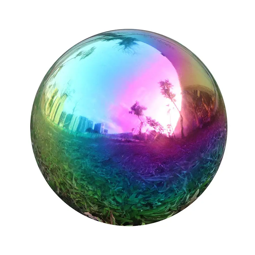 Rainbow Home Garden Gazing Globe Mirror Balls, Polished Stainless Steel Shiny Sphere