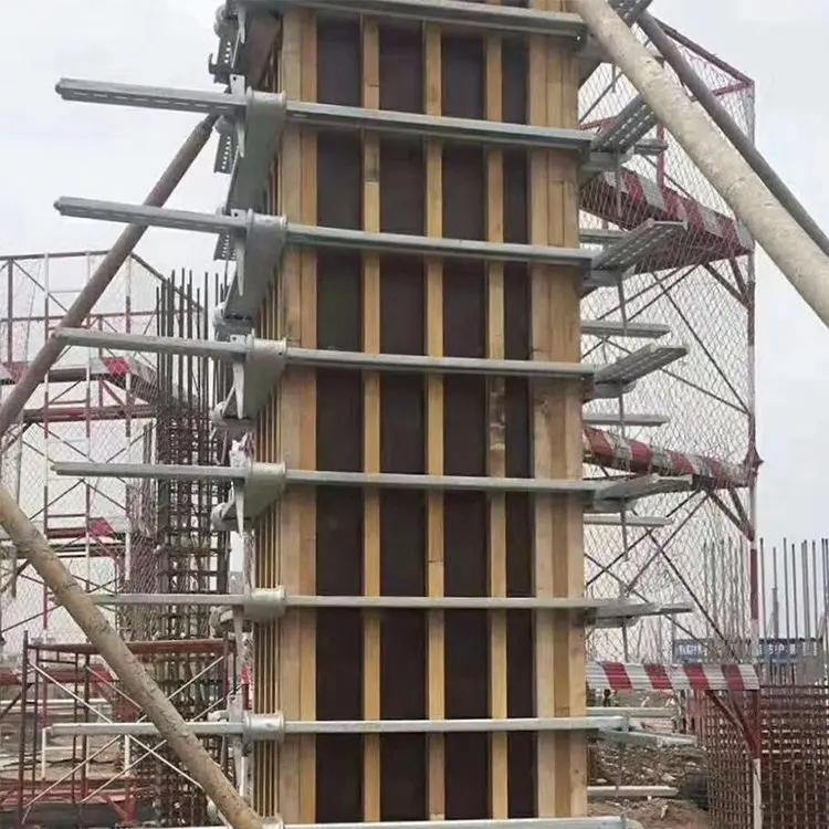 Application of Industrial Design Style Cement Column Formwork in Low Cost Building Construction Formwork Adjustable Column Clamp