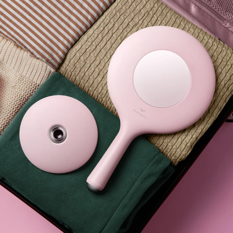 Beauty hack led makeup mirror 360 rotating standing & hand held makeup mirror with lights