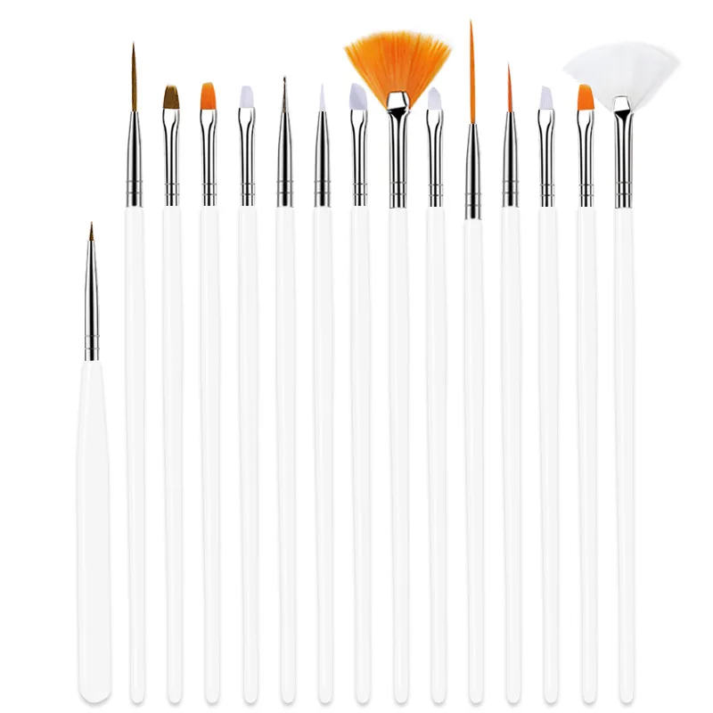 Professional Factory Price 15pcs/set 3D Paint Dot Draw Pen Nail Brushes Sets Manicure Painting Pen Nail Art Brush Set