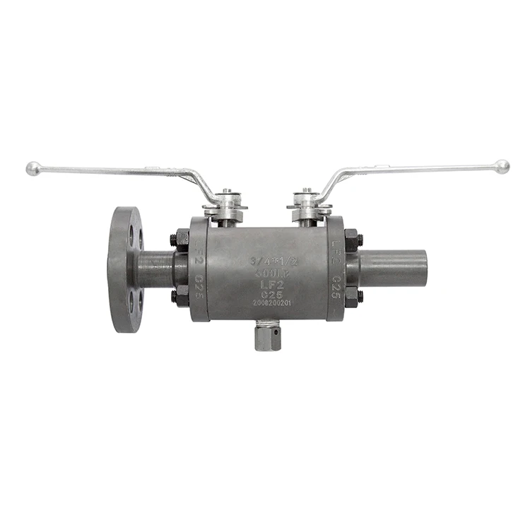 
DBB double ball forging low temperature three piece high pressure flange welding manual ball valve 