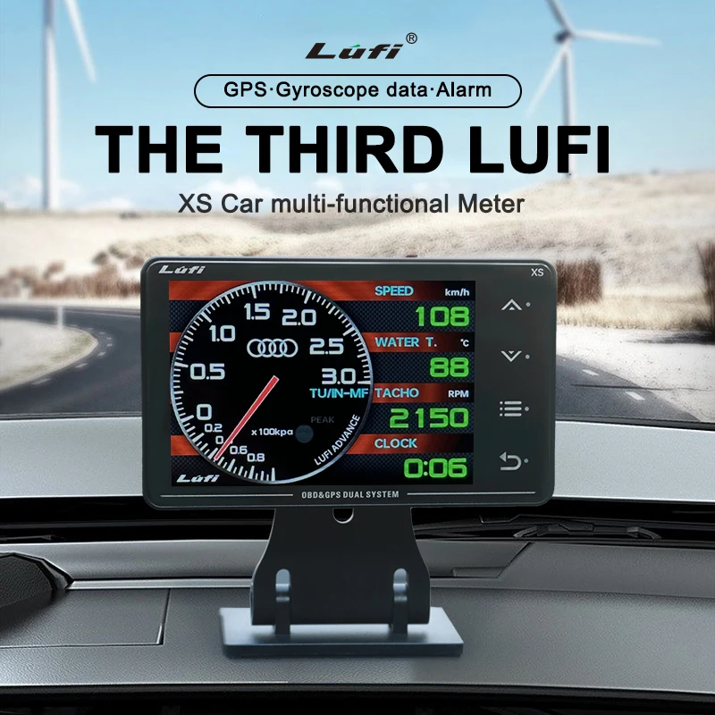 Новый датчик Lufi XS OBD + GPS, автомобильный Мультифункциональный измеритель температуры воды, температуры масла, гироскопа, ЖК-дисплей