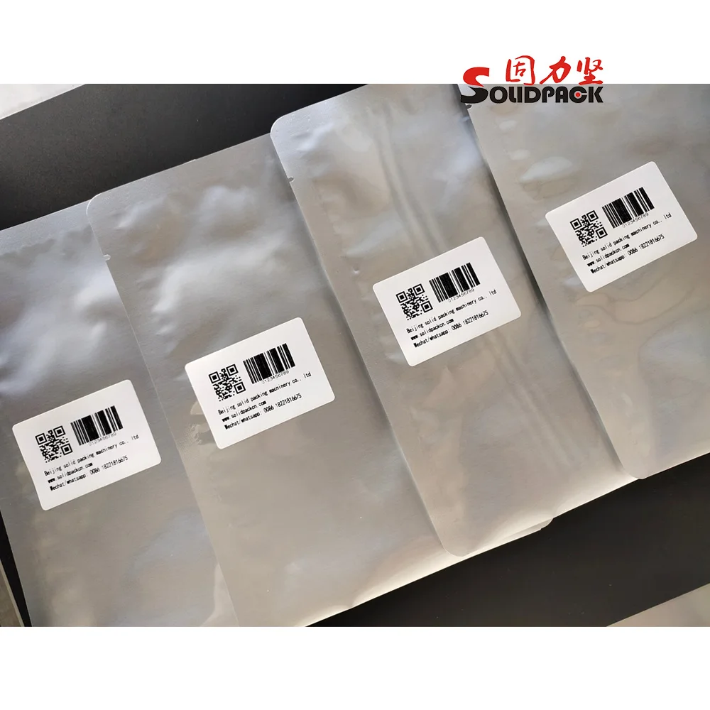 Solidpack automatic small bag/card feeding and top side labeling machine with online printing apply system with thermal printer