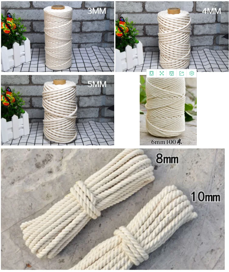 Soft 2mm/100m Colorful Cotton Rope