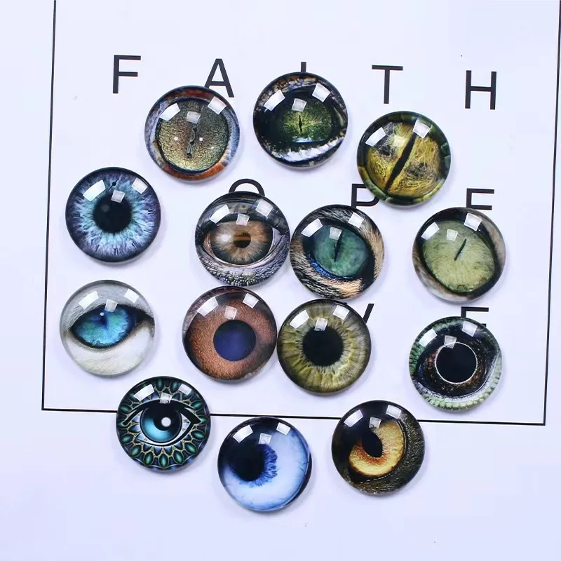 8mm Halloween Glass Dragon Eye Half Round Glass Dome Cabochon Mixed Style Doll Eyes Glass for Dolls Props Fursuits DIY Jewelry