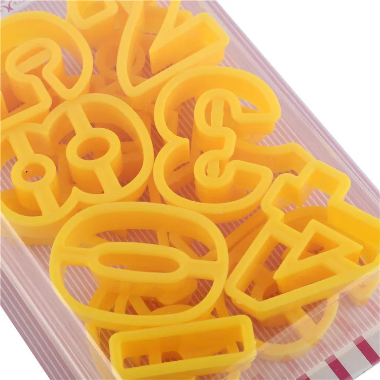 OEM DIY 3D Arabic Numerals Handpress Plastic Expression Cake Tools Fondant Cake Molds Cookie Cutter With Card Custom