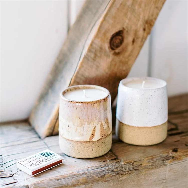 Fashion simple design wedding hotel decoration matte small custom ceramic candle jar
