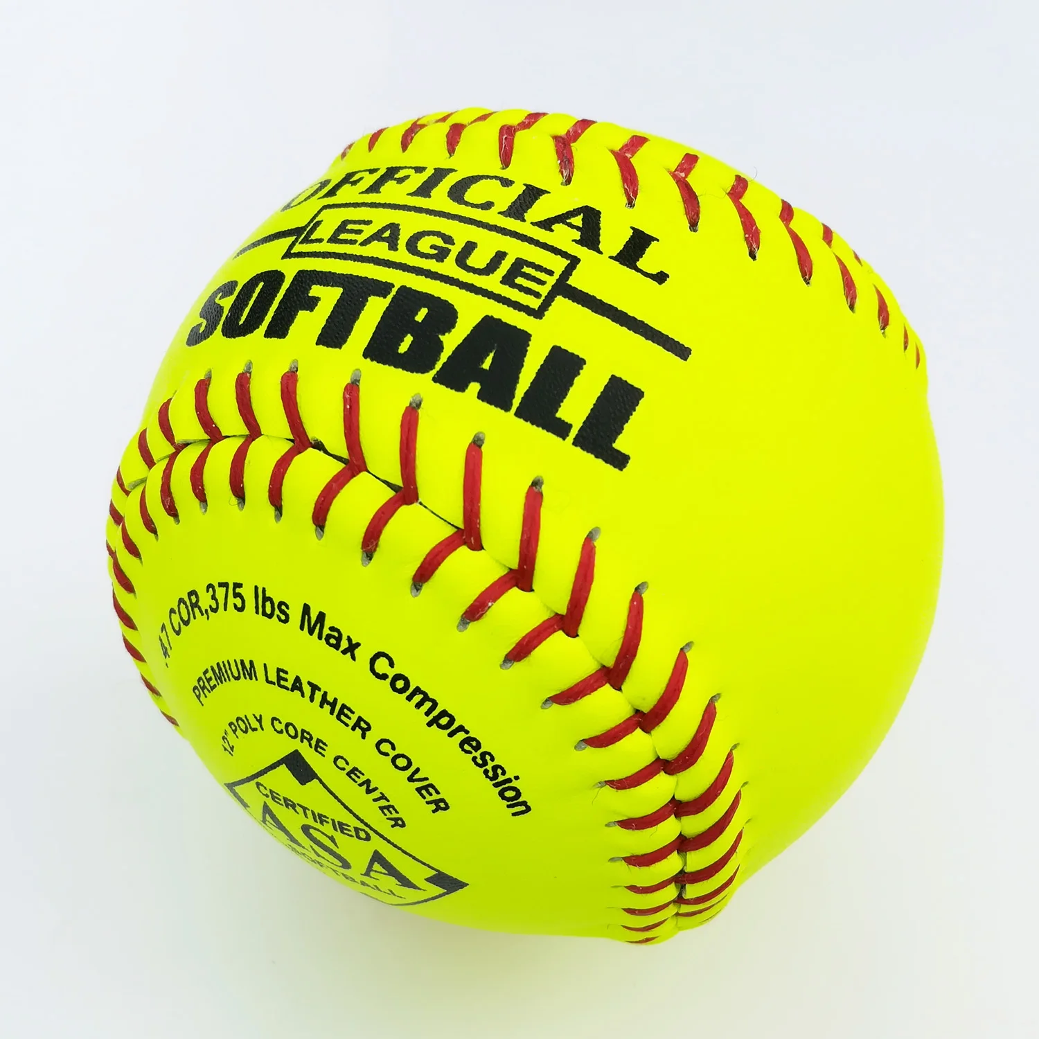 12inch Leather cover PU Core Fastpitch COR .47, 375LBS Game Softball ASA approve Leather softball