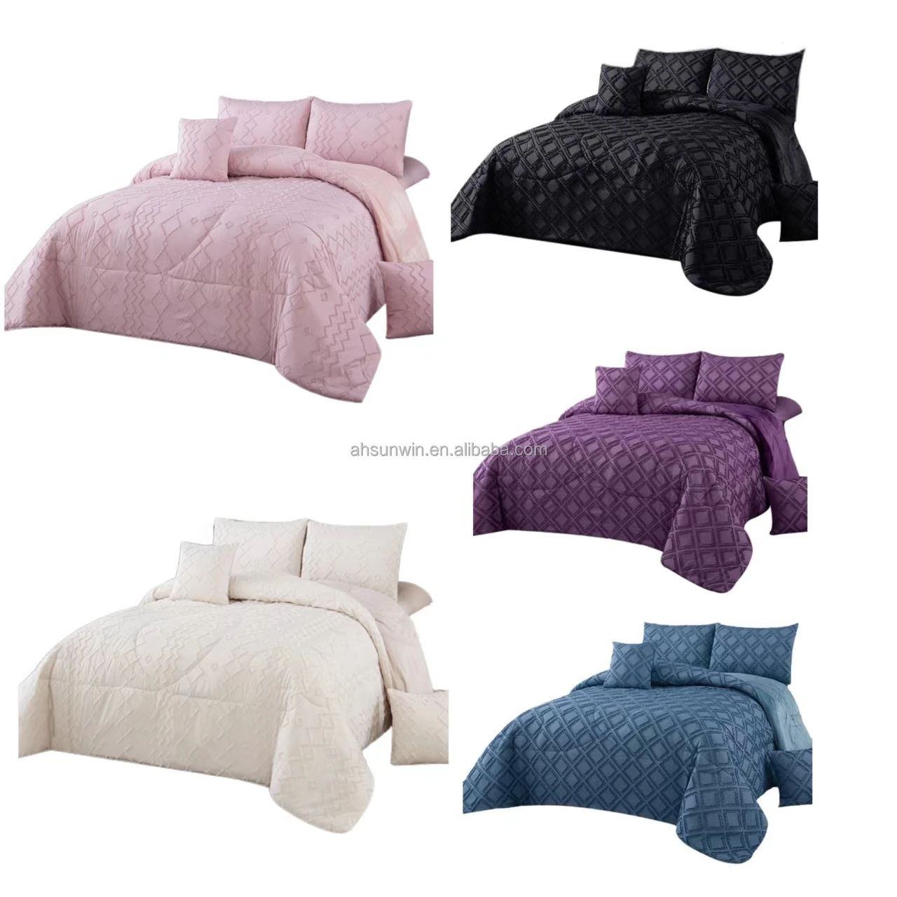 Hot Selling Luxury Bedding Set Velvet Quilt Bedding Set Rhombus Comforter Set Fleece Flat Sheet on the Bed