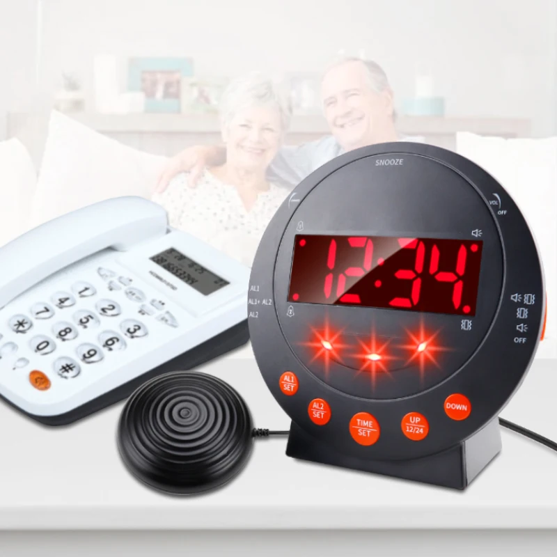 Vibrate Multifunctional Led Mirror Electronic Alarm For Bedroom, Fm Radio Rotatable Clock