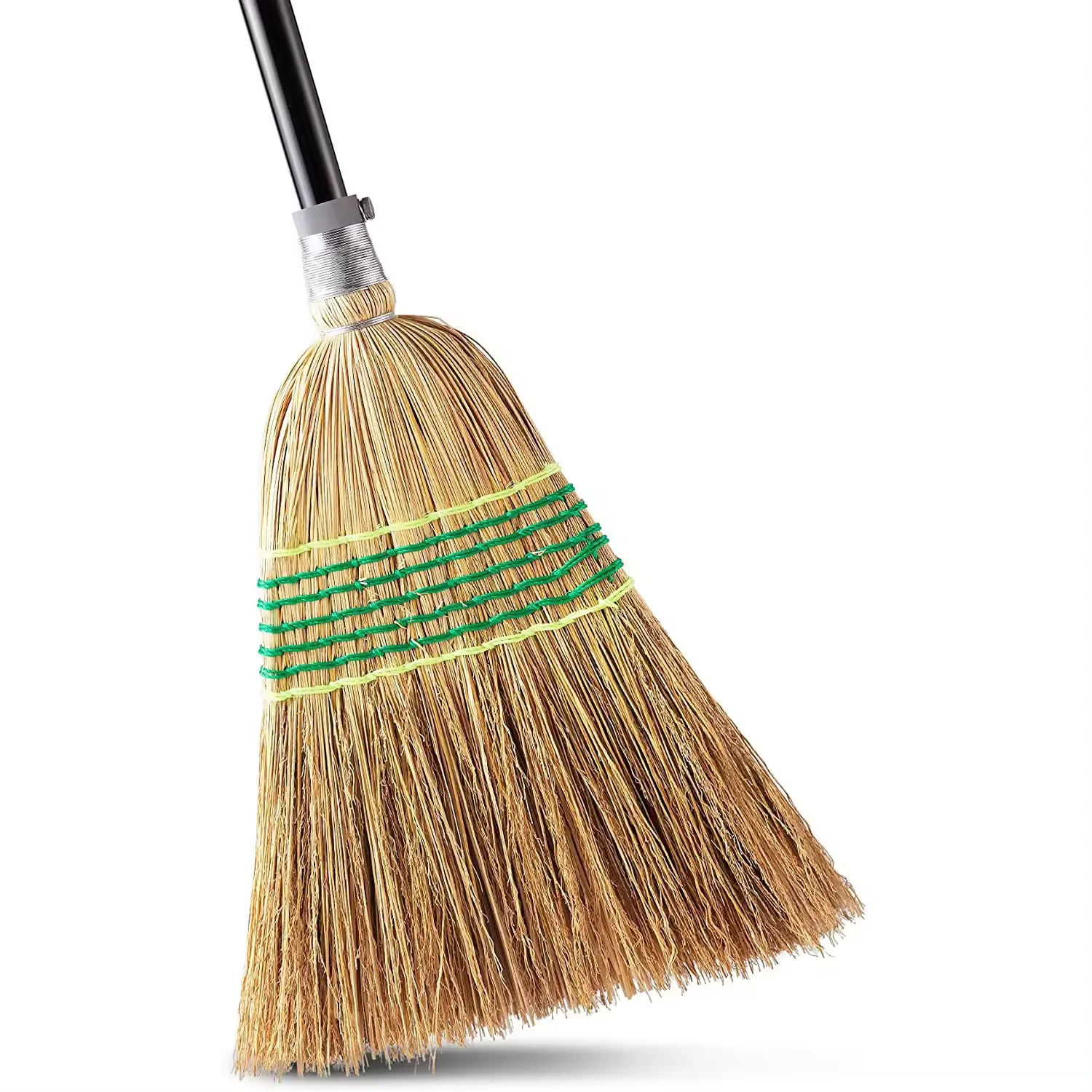 Eco Friendly Natural Corn Broom Long Handle Heavy Duty Indoor Outdoor Courtyard Garage Sweeping Broom
