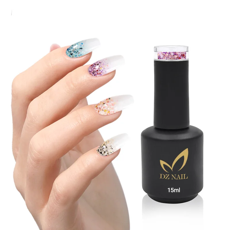Oem Wholesale Glitter Grabber Top Coat Semi-Permanent Shiny Glitter Flash Gel Polish Shimmer Top Coat Nail Polish