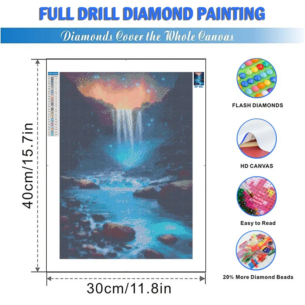 DIY 5D Diamond Painting Waterfall Craft Kit Mosaic Scenery Diamond Art Round Drill Embroidery Waterfall Handmade Gift