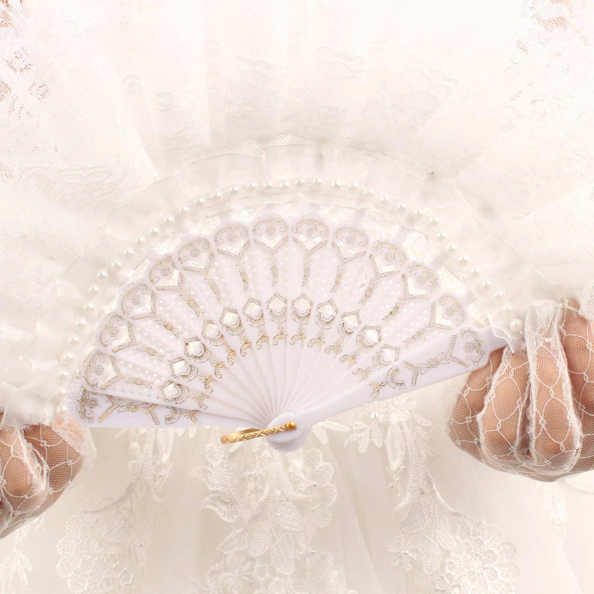 Wedding Ceremony Bridal Accessory Wedding Dress Lace Fan White Spanish Fan