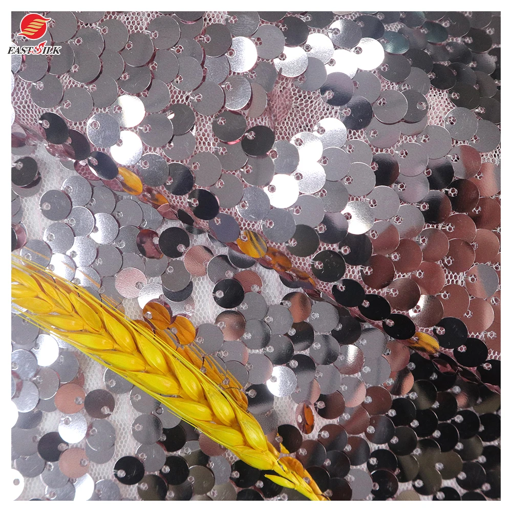 Fashion Multicolor textiles reversible gold mesh fabric sequin fabrics with sequins wedding dress glitter fabric