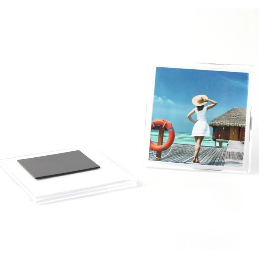 High quality Home customized Beautiful acrylic photo frame magnet fridge magnetic sticker