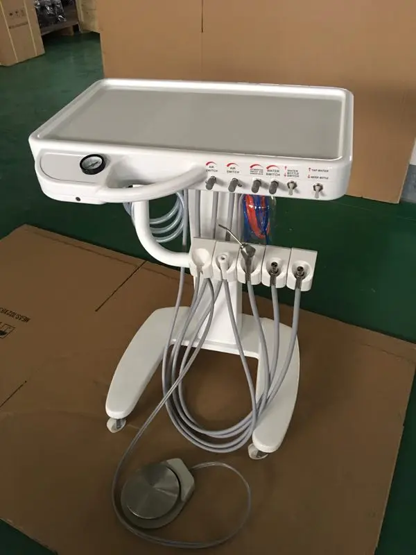 Easy handle Dental mobile cart Unit 4 hole with 600ml bottle for dental treatment