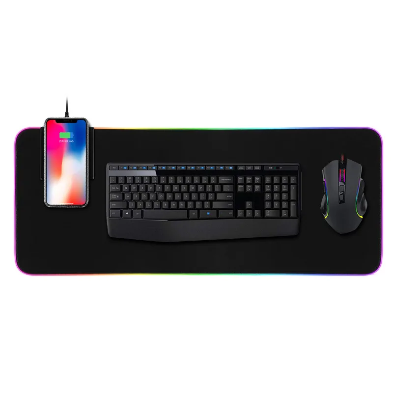 Travelcool высокое качество расширенные большие игровые коврики для мыши LED RGB с 10 Вт беспроводным зарядным устройством X10-1