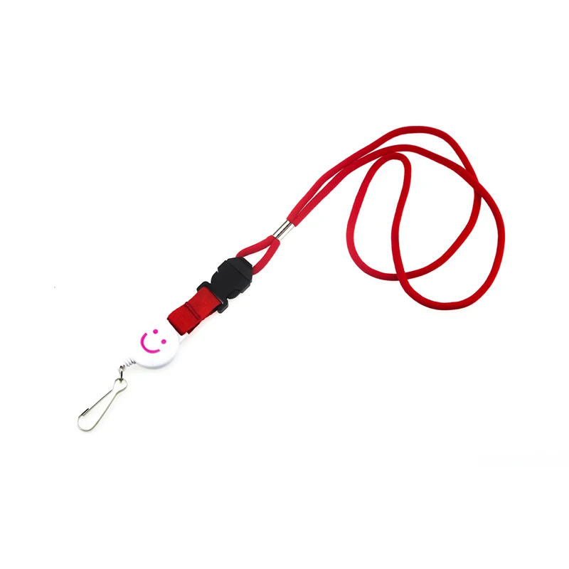 Customized Round Cord Jacquard Embroidery Woven Label Polyester Neck Strap Lanyard with Safety Breakaway Clip