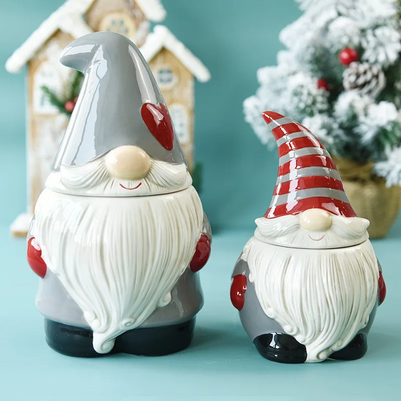 Factory Price Santa Christmas ceramic Bottle Food Storage Container Candy Cookie jar