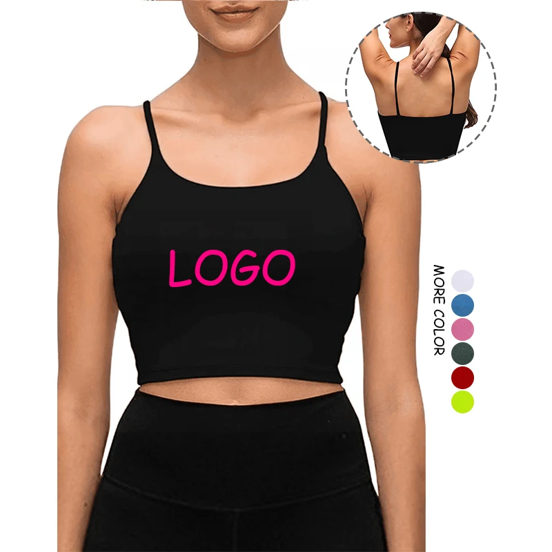 Однотонный бесшовный спортивный бюстгальтер для фитнеса без косточек с логотипом на заказ, кроп-топ для йоги, майки для спортзала, женские топы