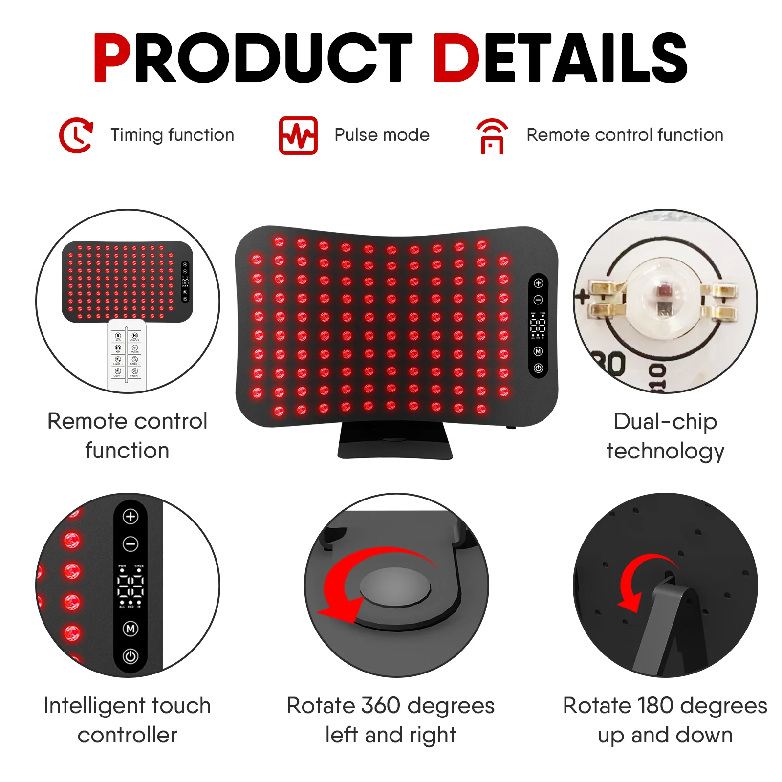 Red Light Therapy Lamp Infrared Light Therapy Panel for Face with Stand, 660nm 850nm Near Infrared Light Therapy Device at Home