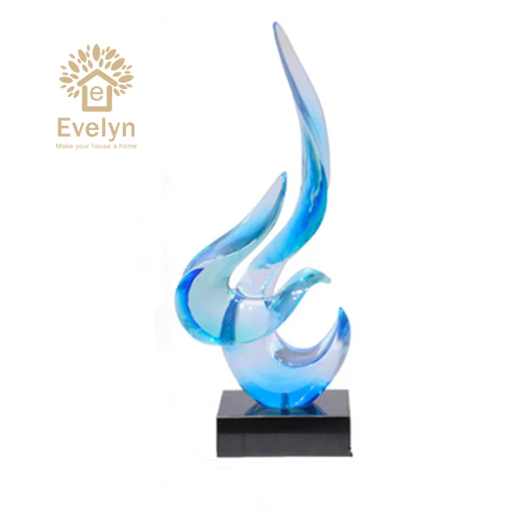Factory supplier Decoration Light Blue Clear Resin Large Abstract Sculpture