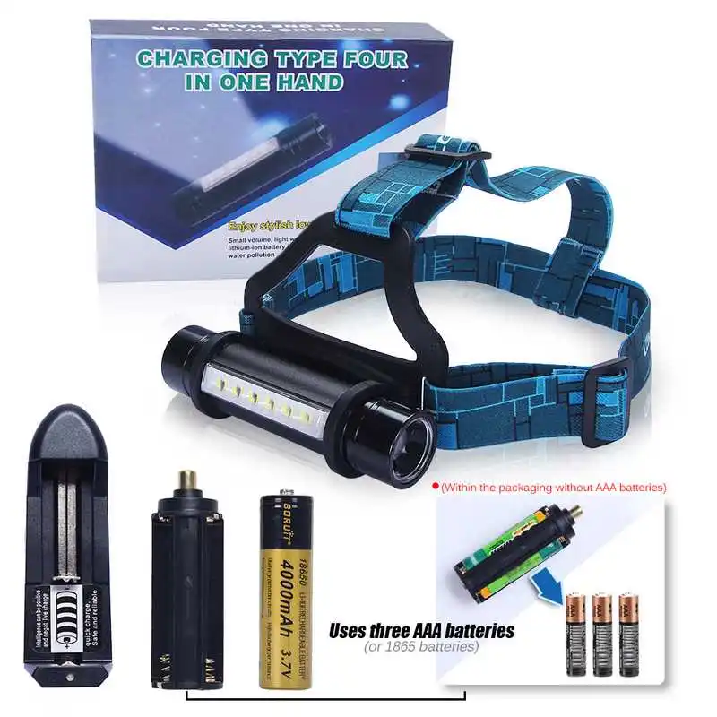 Factory direct 5+3W Runners Head Torch Lamp Outdoor Headlamp Rechargeable High Power Camping Headlight with White Light