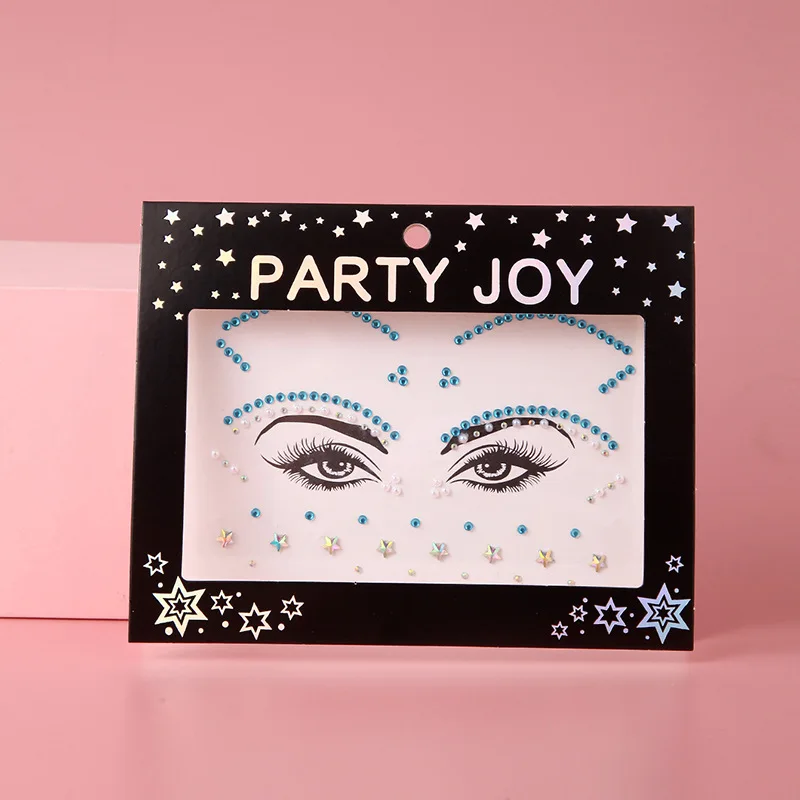 Custom Luxury Rhinestone Sexy Face Gems Stick on Body Face Jewel Crystal Stickers for Halloween Make Up