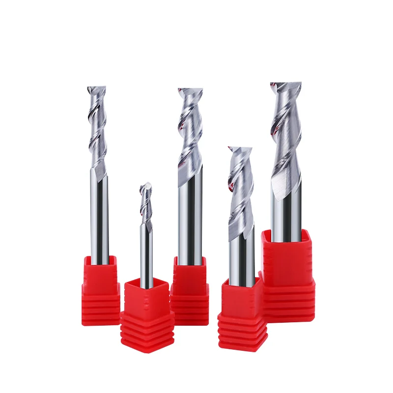 Manufacturer High Quality Hard Metal HRC 55 2 Flute Flat Bottom Metal End Mills  Aluminum Processing Milling Cutter Bit For CNC
