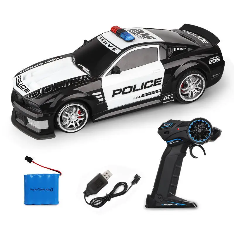 1/12 2.4GHz Super Fast Police RC Car Remote Control Cars Toy with Lights Durable Chase Drift Vehicle Toys