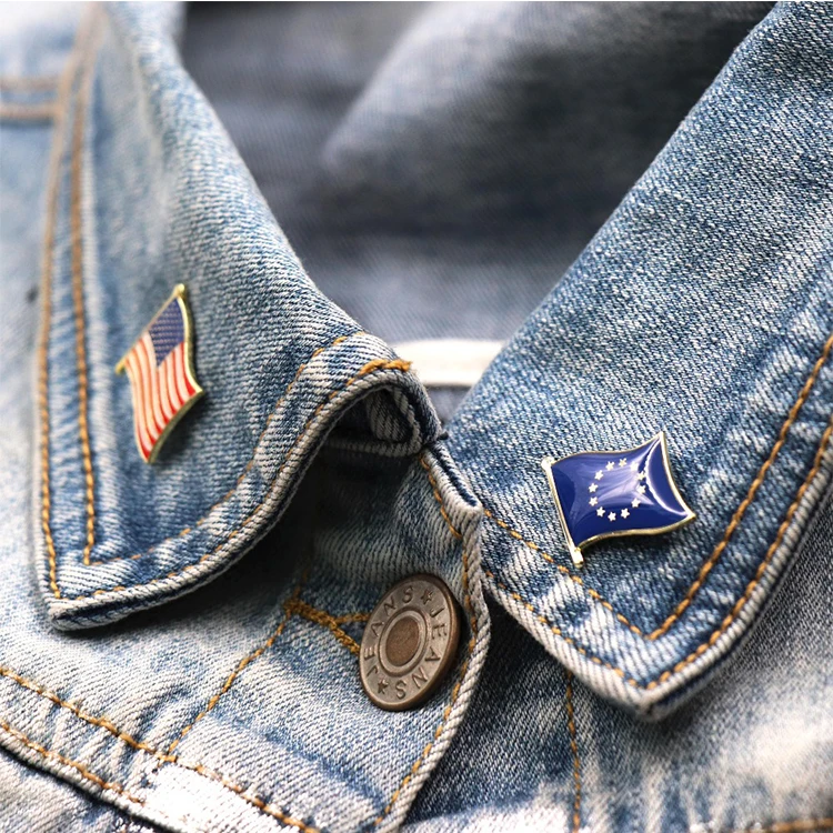 Custom Enamel Metal Lapel Pins National Souvenir Flag Badges in Brass Iron Zinc Alloy for Art Business Angel Decoration