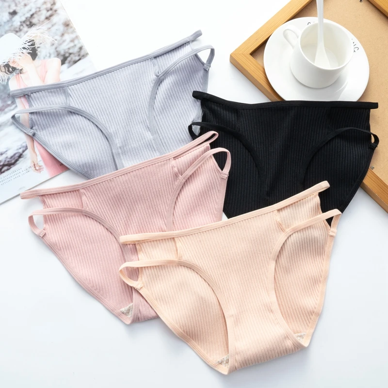 Stock Custom Organic Cotton Underwear Women Thongs Panties Thong Ladies Sexy