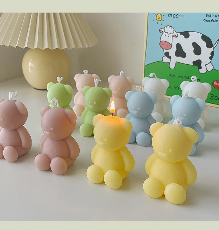 E140 High Quality Wholesale Bear Shaped Craft Candles Can Be Customized Eco-friendly Promotional Gift Scented Soy Wax Candle
