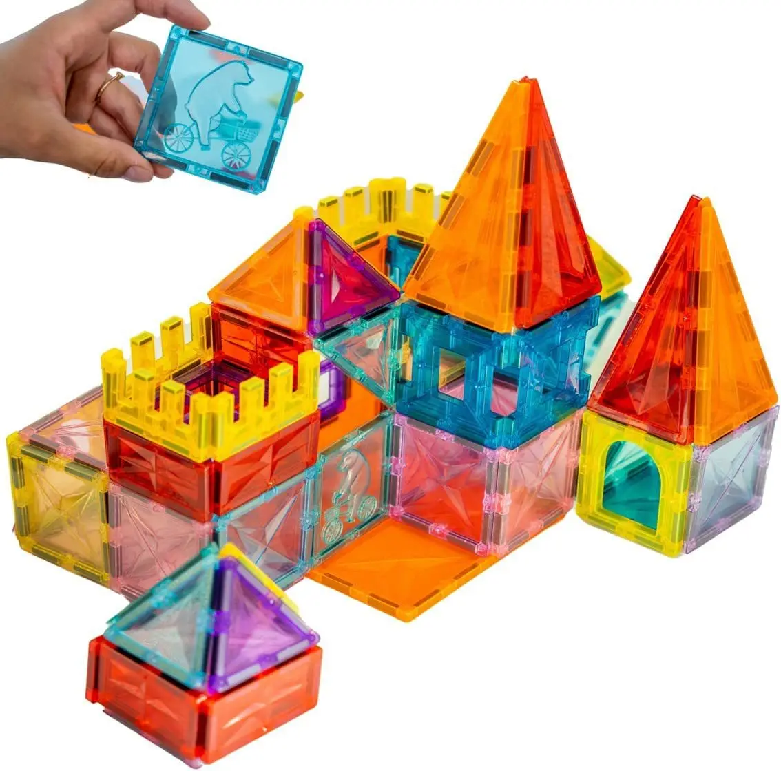 Factory direct sales OEM 4D magnetic blocks tiles colorful diamond Bright light strong magnetic building block cars toys