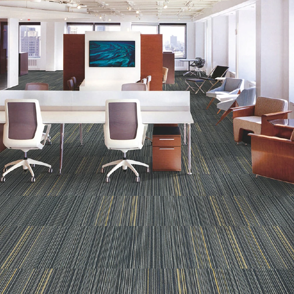 Custom Design Removable Thick Carpet 50x50 Square Size eco-friendly Loop Pile PVC Backing Carpet Tiles for Hotel and Office