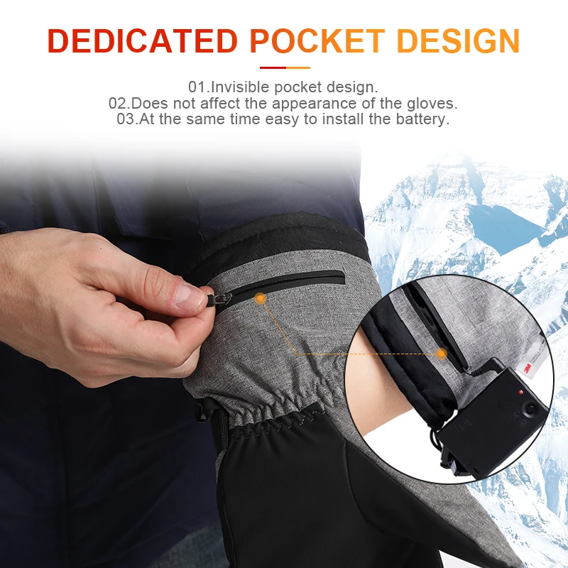 Custom Printed Winter Waterproof Windproof Outdoor Touch Screen Heated Motorcycle Riding Gloves