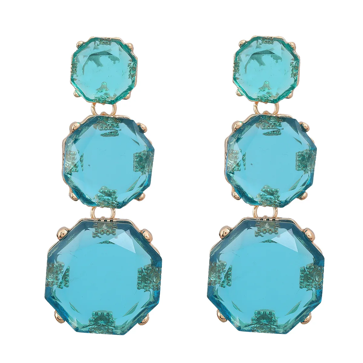 Earrings alloy resin earrings Female octagon geometric long exaggerated party accessories wholesale
