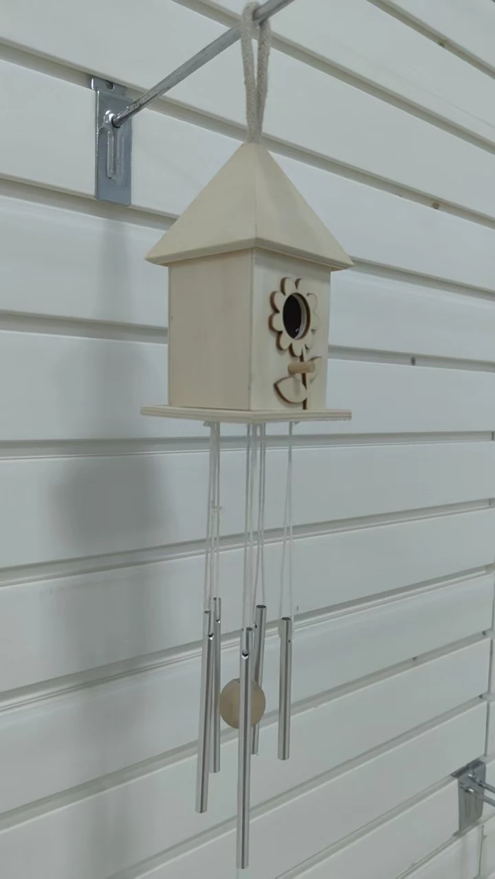 Customizable Outdoor Bird House Wooden Nest with Love Style Wind Chimes Pine and Plywood Model Home Decor