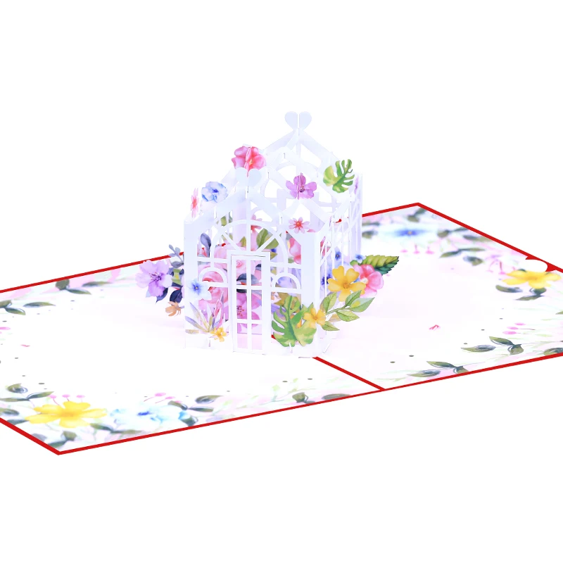 House For Sales 3D Pop Up Greeting Card Eco-friendly Hot Sale For Wedding Couple Birthday  Handmade Paper Laser with Envelope