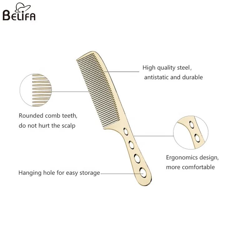 Salon hair styling tools professional hair cutting comb for barber metal space aluminum hair comb
