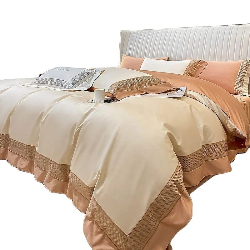 100S Luxury Cotton Bedding Set Swallow Gird Embroidery Duvet Cover Bed Sheet Pillowcases Set No Comforter Bedding Set