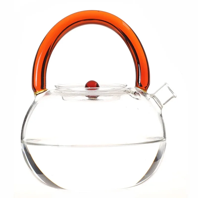 Borosilicate Heat Resistance Arc Handle Glass Loose Leaf Filter Teapot