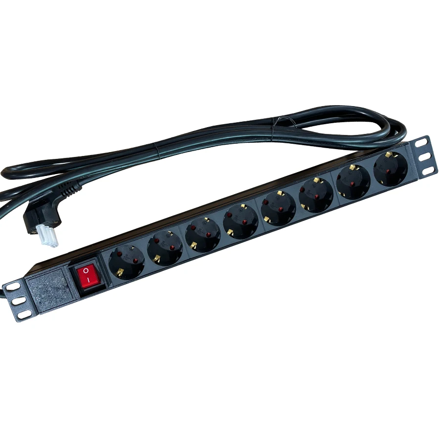 19inch 1U German PDU with  8 Units European Standard Sockets