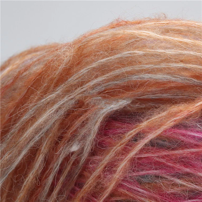 3.3s/1 4% Wool Blended Acrylic Rainbow cake Fancy Air Yarn woven worsted color gradient trim yarn on cone  for milk cotton yarn