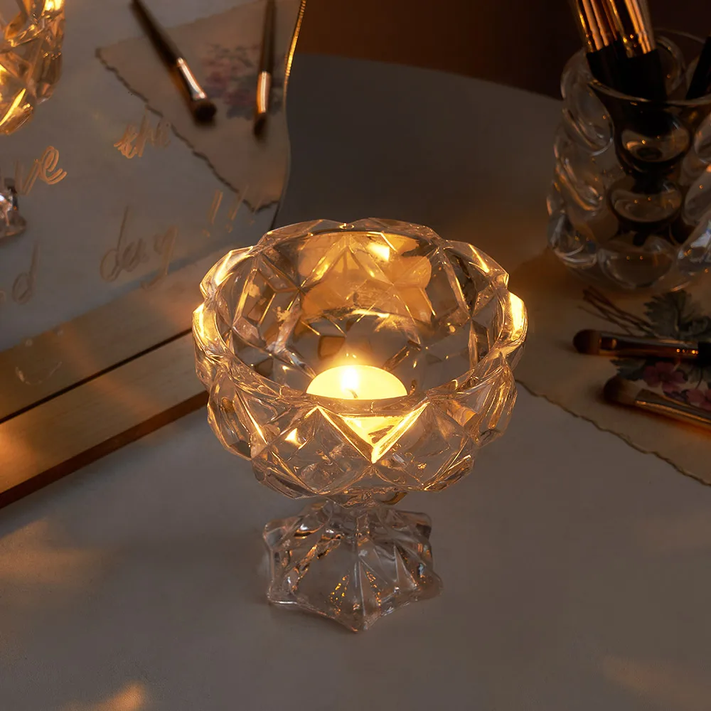 Creative romantic wedding candle jar glass crystal candle holder jewelry ornaments