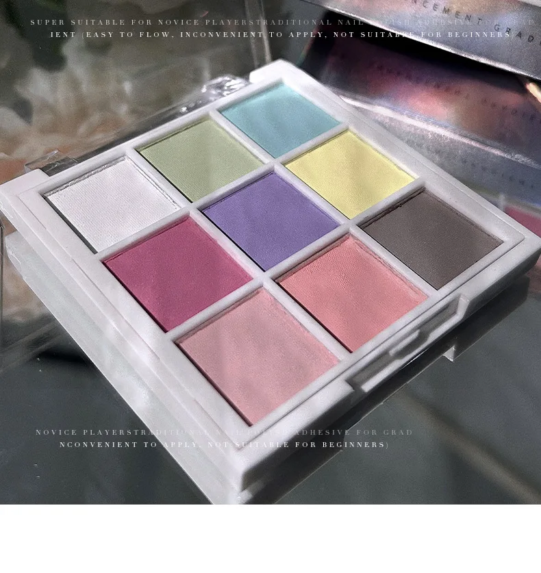 9 Colors Chrome Gradient Nail Powder Manicure Gel Paint Palette Pigment