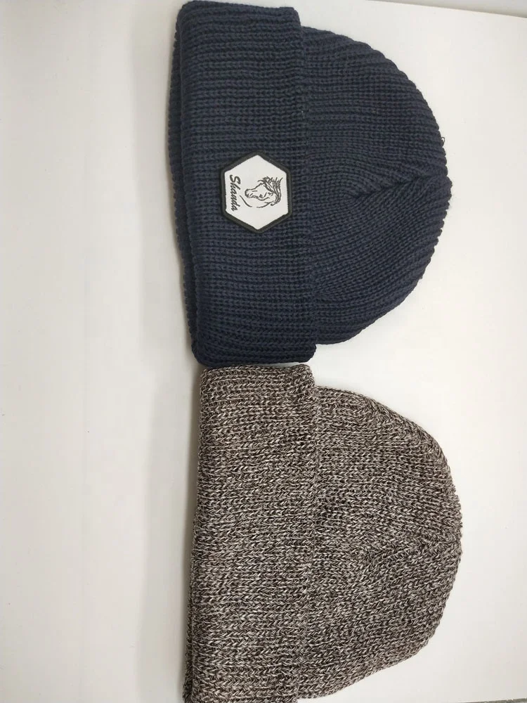 Knit Heather Brown Streetwear Sailor Short Mini Fisherman Beanie for Men Mini Fisherman Beanie Hats