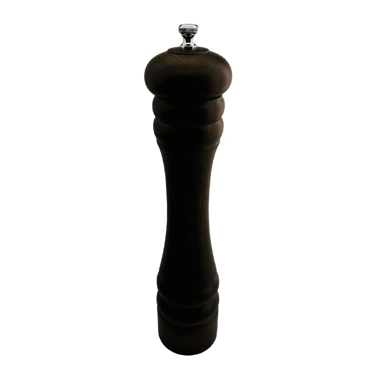Factory direct Wholesale Customized Manual Wood Salt Grinder beech Wooden Black Color salt and pepper mill